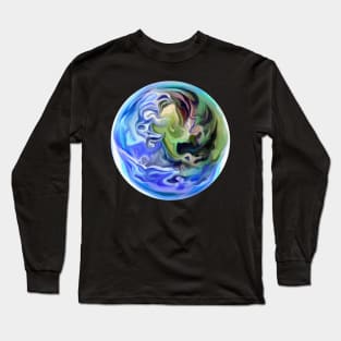 Swirly Planet Earth Globe Long Sleeve T-Shirt